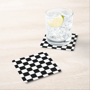 Dessous De Verre Carré à damiers blanc et noir