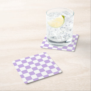 Dessous De Verre Carré à damiers Lavande et blanc