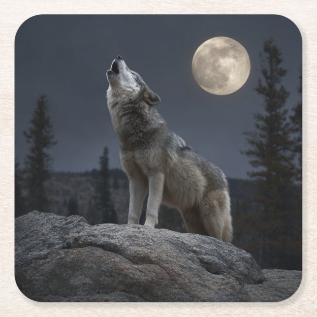 Dessous De Verre Carré A Howling Wolf (Devant)