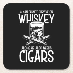 Dessous De Verre Carré A Man Who Loves Whiskey And Cigar