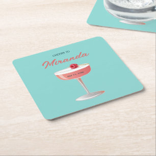 Dessous De Verre Carré À [Nom] Joyeuse fête personnalisée