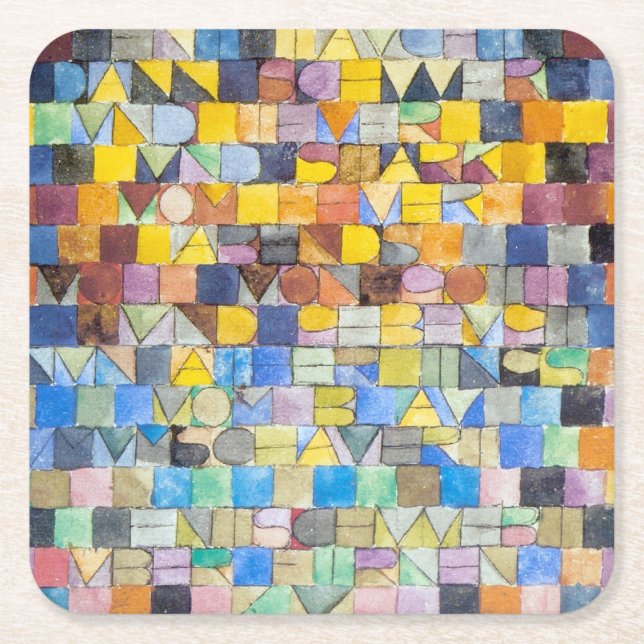 Dessous De Verre Carré ABC (Alphabet), Paul Klee (Devant)