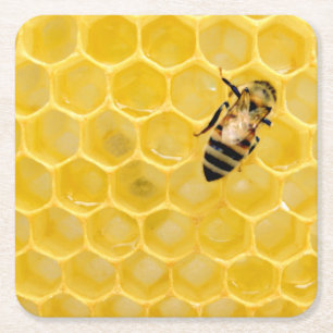 Dessous De Verre Carré abeille et nid d'abeille