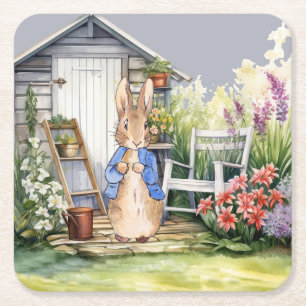 Dessous De Verre Carré Abri de jardin lapin bunny classique