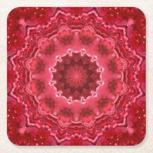 Dessous De Verre Carré Abstrait, mandala, kaléidoscope