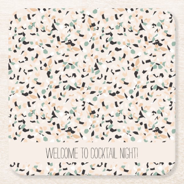 Dessous De Verre Carré Abstrait moderne Pastel Terrazzo Motif (Devant)