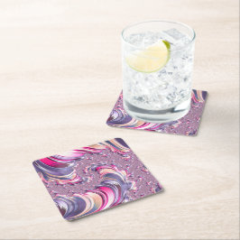 Dessous De Verre Carré Abstrait rose pourpre spirale fractale