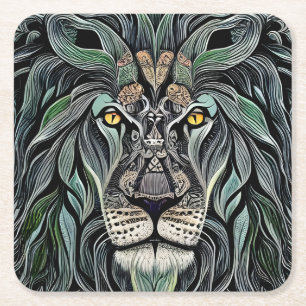Dessous De Verre Carré Abstrait Shabby Chic King Lion