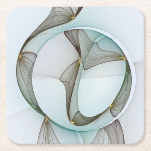 Dessous De Verre Carré Abstrait Turquoise Brown Gold Elegance