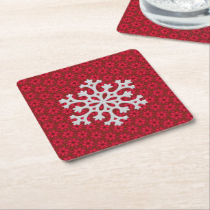 Dessous De Verre Carré Accent décoratif Festif Red Snowflake