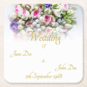 Dessous De Verre Carré Accessoires mariages - Mariée avec mariage coloré