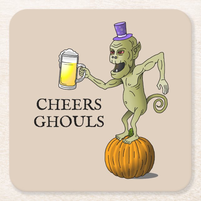 Dessous De Verre Carré Acclamations pour Halloween (Devant)