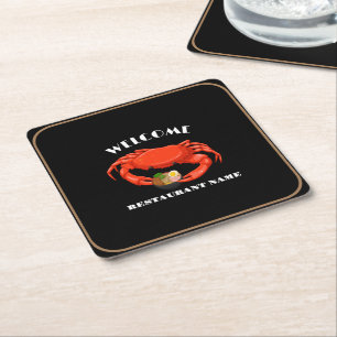Dessous De Verre Carré Accueil de fruits de mer modernes Crab rouge nom d