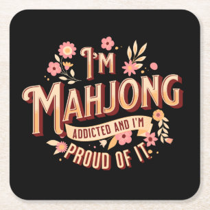 Dessous De Verre Carré Addicité au mahjong   Funny mahjong
