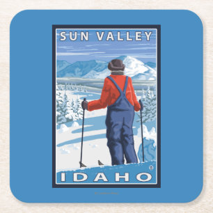 Dessous De Verre Carré Admirer de skieur - Sun Valley, Idaho