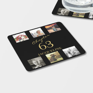 Dessous De Verre Carré Adulte 6 Photo Black Gold Anniversaire