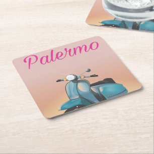 Dessous De Verre Carré Affiche de scooter à Palerme Italie