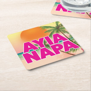 Dessous De Verre Carré Affiche de vacances Ayia Napa