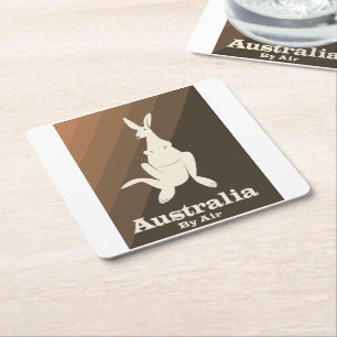 Dessous De Verre Carré Affiche de voyage Australie By Air Kangaroo.