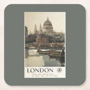 Dessous De Verre Carré Affiche de voyage de Great Western St Paul
