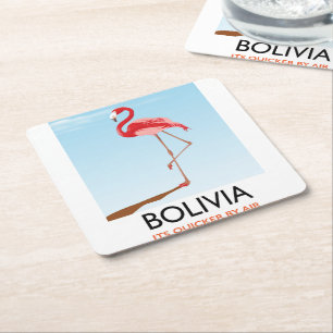 Dessous De Verre Carré Affiche de voyage Flamant de Bolivie