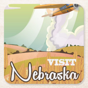 Dessous De Verre Carré Affiche de voyage vintage Nebraska