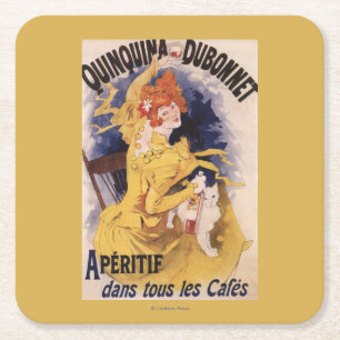 Dessous De Verre Carré Affiche promotionnelle d'apéritif de Quinquina