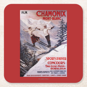 Dessous De Verre Carré Affiche promotionnelle de ski