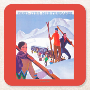 Dessous De Verre Carré Affiche promotionnelle ferroviaire de PLM