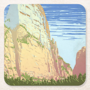 Dessous De Verre Carré Affiche Vintage voyage Pour Le Parc National De Si