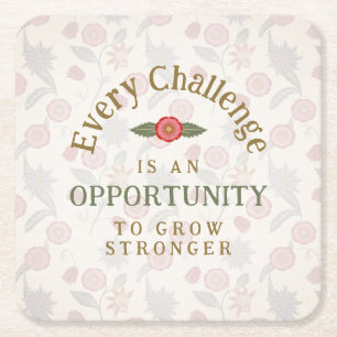 Dessous De Verre Carré Affirmation « Devenir plus fort »