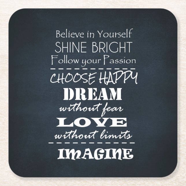 Dessous De Verre Carré Affirmations de devis motivationnelles (Devant)