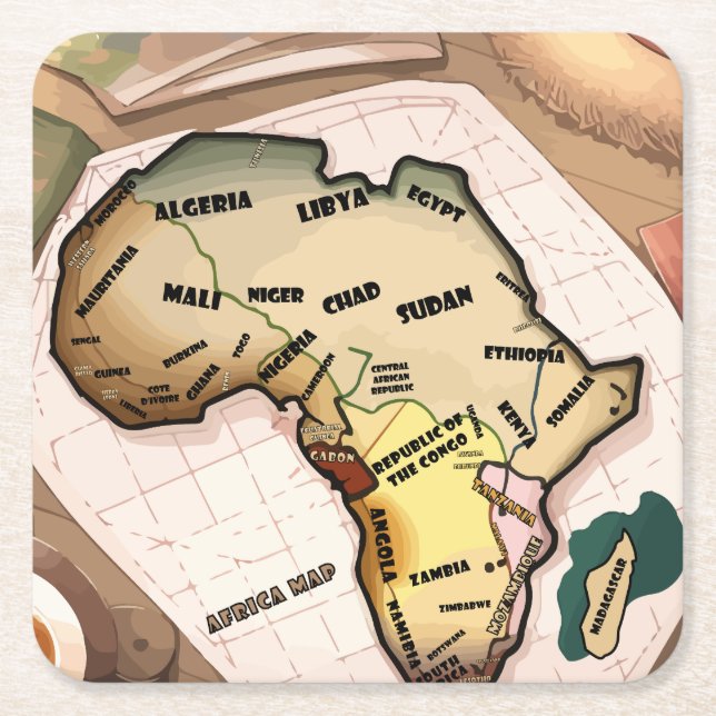 Dessous De Verre Carré Africa map (Devant)