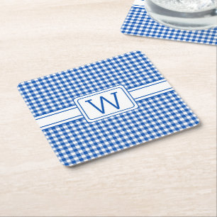 Dessous De Verre Carré Agritourisme Bleu et Blanc En vichy Plaid Monogram