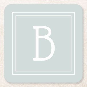 Dessous De Verre Carré Agritourisme moderne Monogramme Vert & Blanc Initi