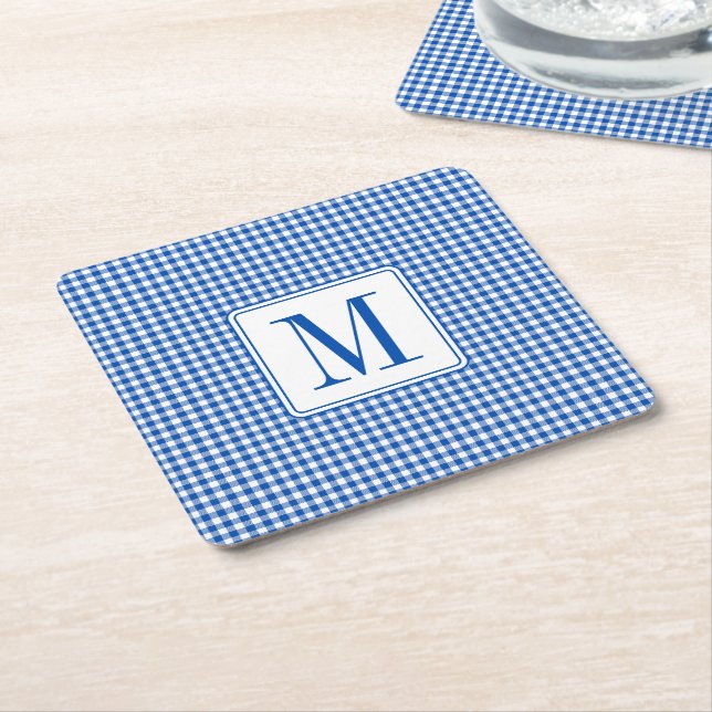 Dessous De Verre Carré Agritourisme rustique En vichy Monogramme plaqué (Incliné)