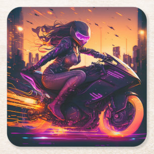 Dessous De Verre Carré AI motocycle généralisé art #3