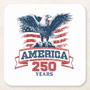 Dessous De Verre Carré Aigle Américain Patriotique Joyeux 250e Anniversai