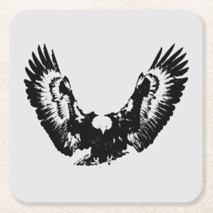 Dessous De Verre Carré Aigle noir et blanc