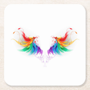 Dessous De Verre Carré Ailes arc-en-ciel douces