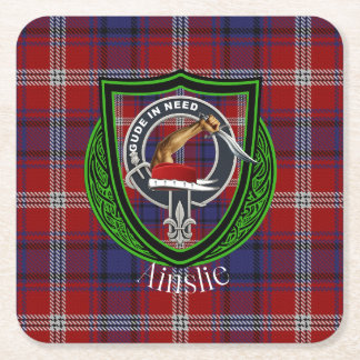 Dessous De Verre Carré Ainslie Scottish Clan Tartan & Crest