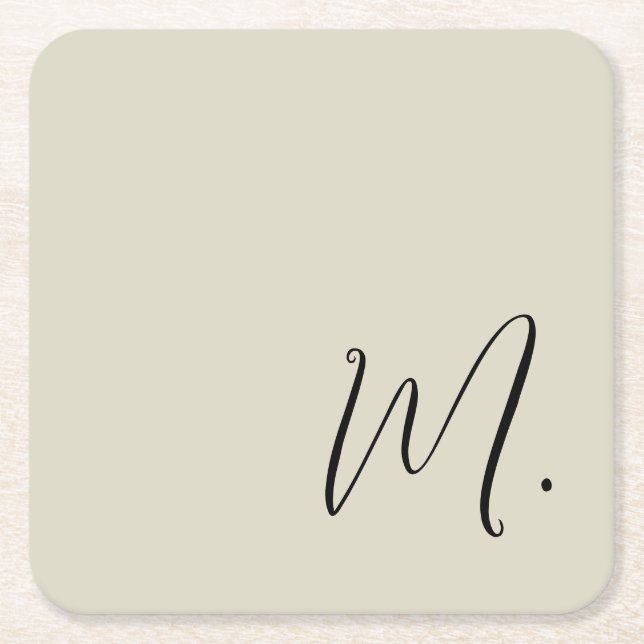 Dessous De Verre Carré Ajouter Votre Nom Monogramme Moderne Calligraphie  (Devant)