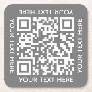 Dessous De Verre Carré Ajoutez votre propre code QR texte Scan Minimal Si
