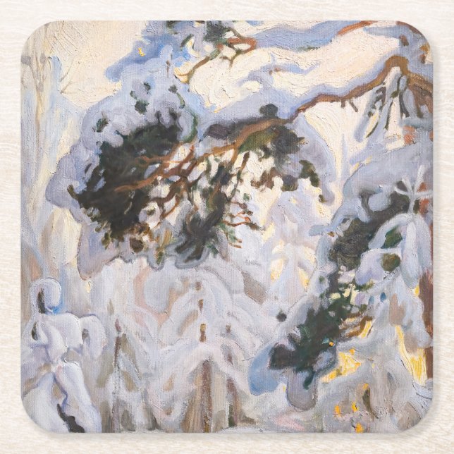 Dessous De Verre Carré Akseli Gallen-Kallela - Forêt en hiver (Devant)