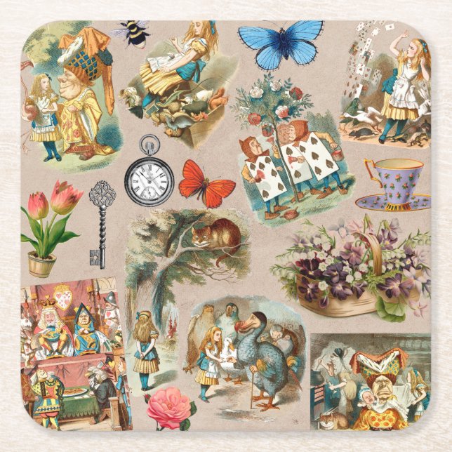 Dessous De Verre Carré Alice à Wonderland Cheshire Cat Characters (Devant)