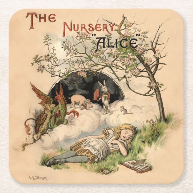 Dessous De Verre Carré Alice au pays des merveilles Illustrations classiq (Devant)