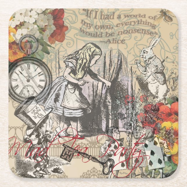 Dessous De Verre Carré Alice au pays des merveilles Rideau Art classique (Devant)