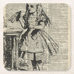 Dessous De Verre Carré Alice dans le pochoir vintage du pays des