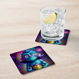 Dessous De Verre Carré Alien de l'espace et ami