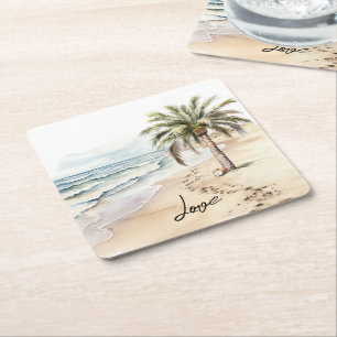 Dessous De Verre Carré Aloha Beach Tropical Cocots Palm Tree